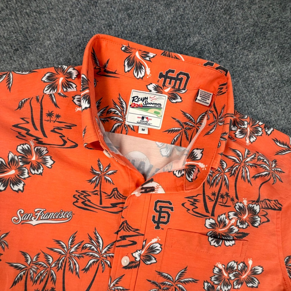 Reyn Spooner San Francisco Giants Aloha Shirt Mens Medium Orange MLB 0998